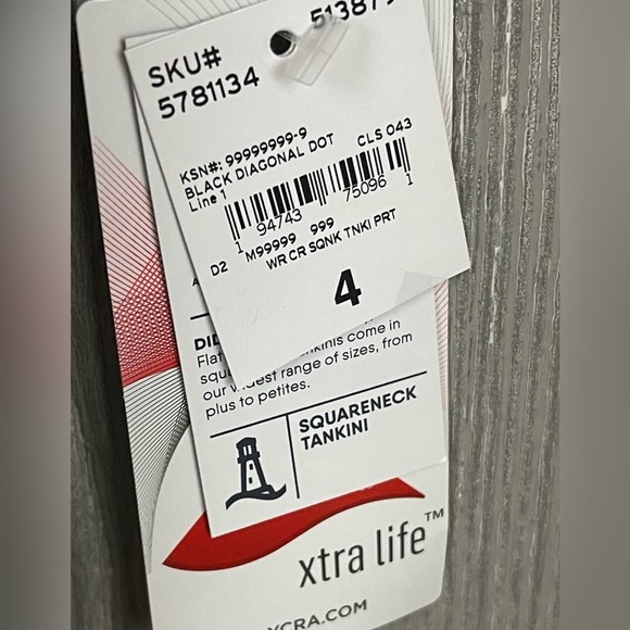 Lands’ End Black‎ and White Polka Dot Square Neck Tankini Top Size 4 NWT - Picture 7 of 7